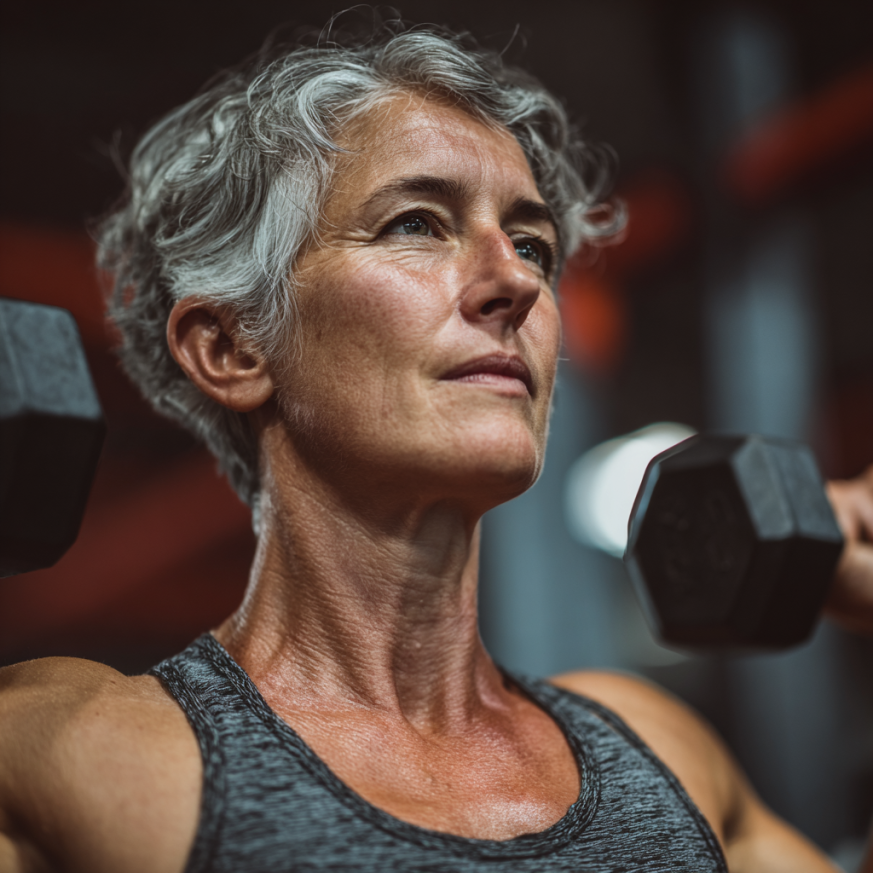 Активни възрастни хора по време на тренировка